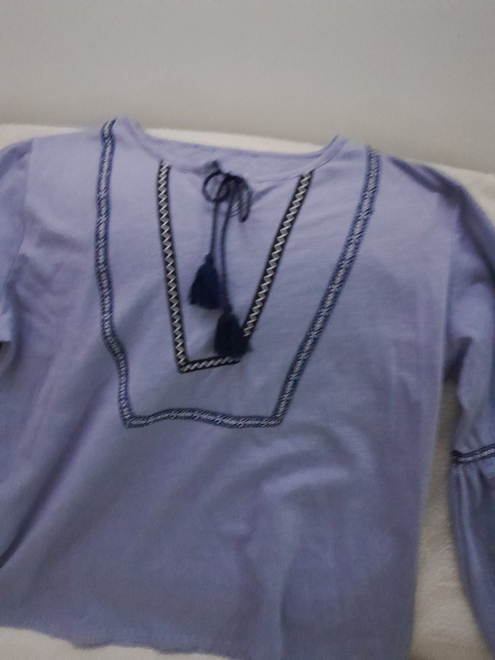 Püsküllü Nakışlı Bohem Kadın Bluz - Görsel 3