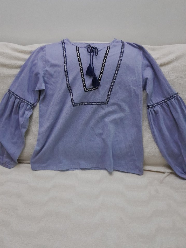 Püsküllü Nakışlı Bohem Kadın Bluz - Görsel 4