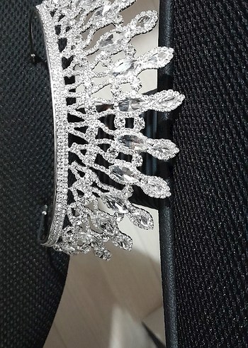 Parlak Beyaz Sırmalı Düğün Tacı - Görsel 5