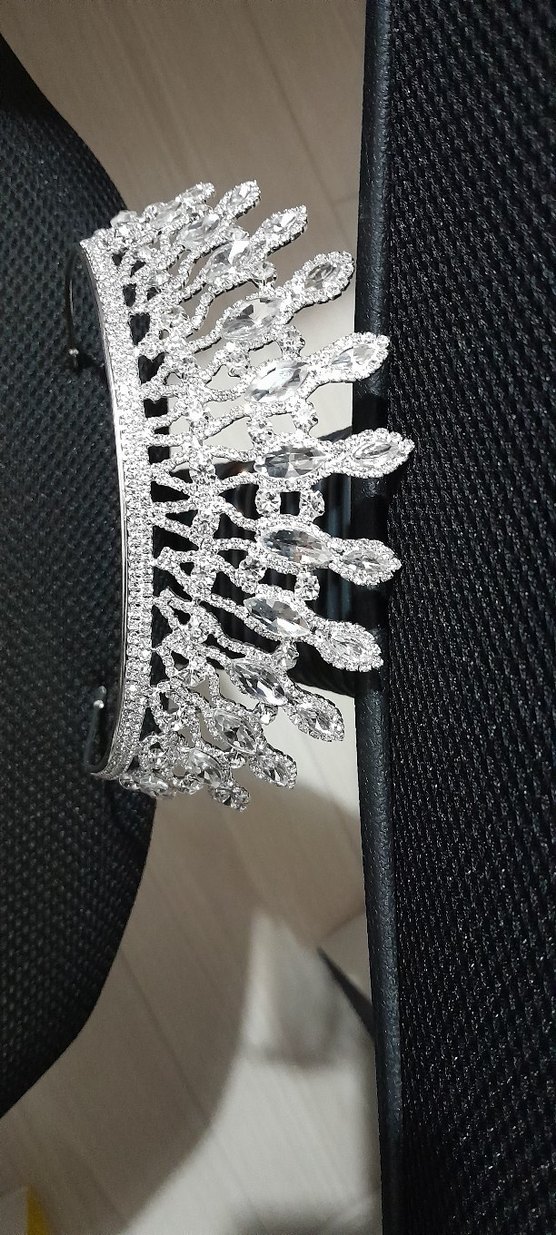 Parlak Beyaz Sırmalı Düğün Tacı - Görsel 5