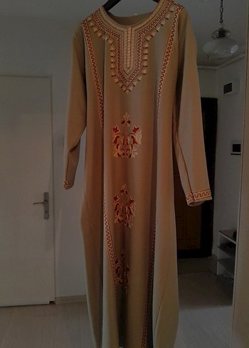 Nakışlı  Uzun bisiklet Yaka Elbise - Görsel 5