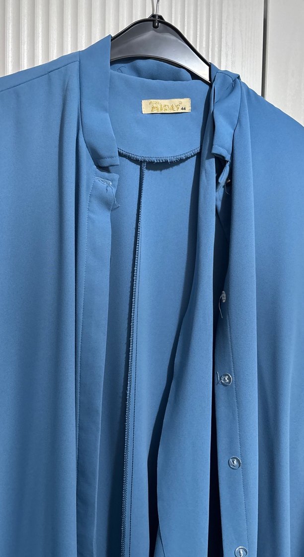 Kadın Mavi Uzun Kollu Salaş - Görsel 3