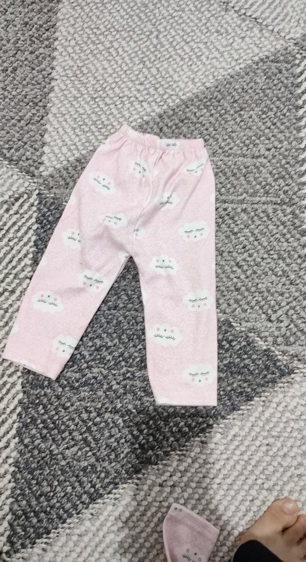 Pembe Bulut Desenli Uzun Kollu Bebek Kız Takımı - Görsel 3