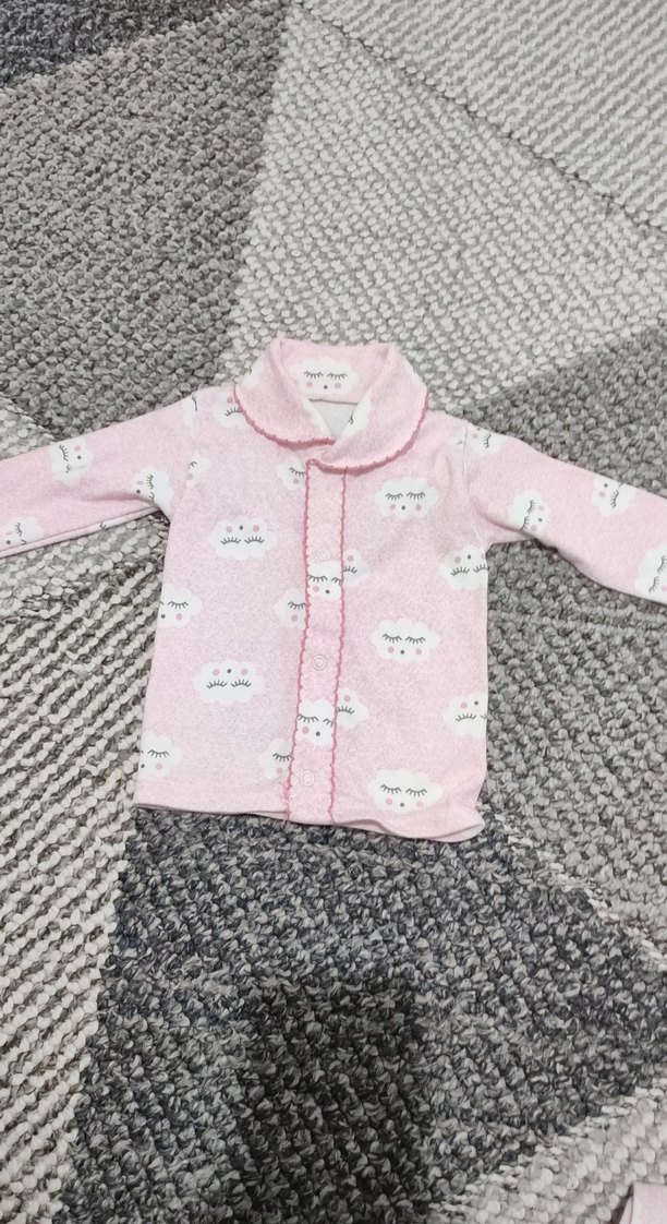 Pembe Bulut Desenli Uzun Kollu Bebek Kız Takımı - Görsel 2