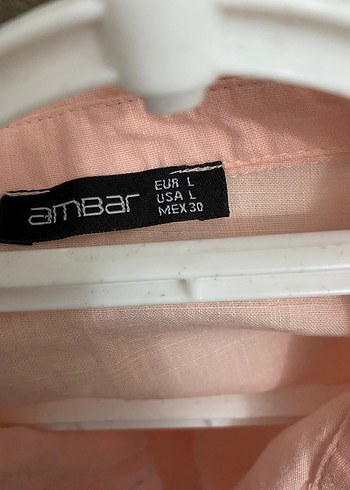 Pembe Keten Uzun Kollu Düğmeli Gömlek - Görsel 2