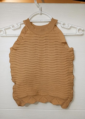 Bej Triko Boğazlı Kolsuz Mini Kadın Atlet - Görsel 2