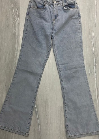 Kız çocuk Mavi Denim Midi Boy Rahat Kesim Jean - Görsel 2