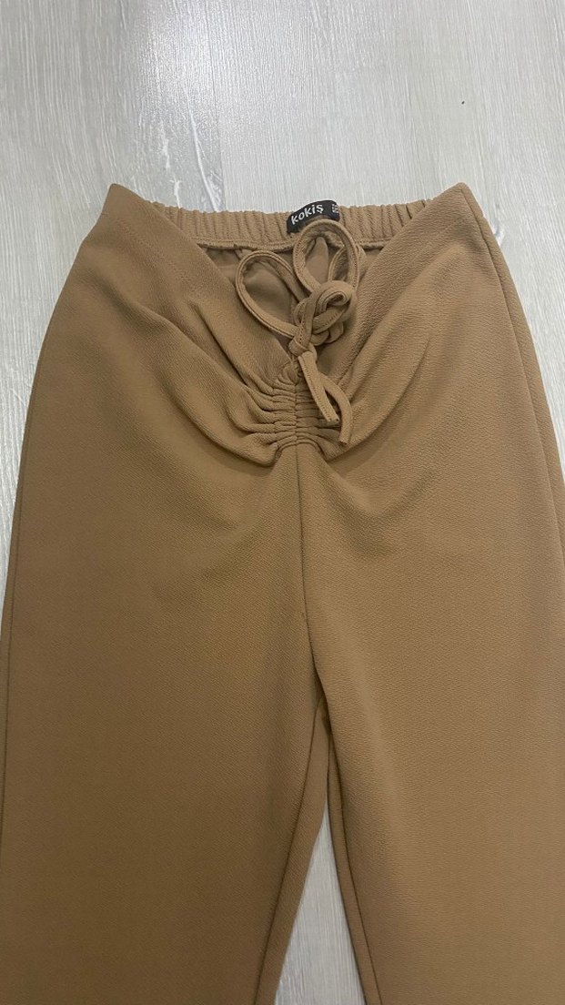 Bej Midi Kadın Kumaş Pantolon - Görsel 2