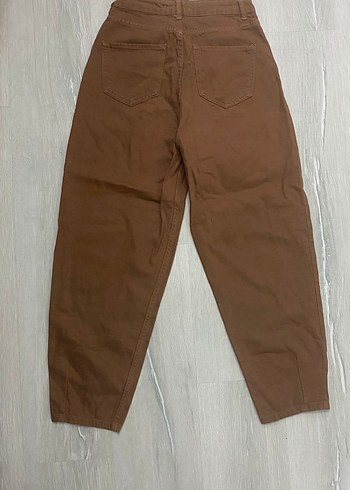 Kadın Kahverengi Bol Kesim Midi Kot Pantolon - Görsel 2