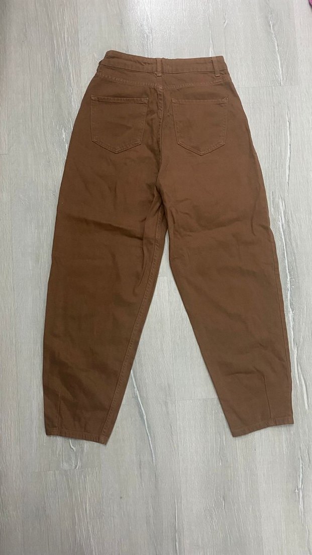 Kadın Kahverengi Bol Kesim Midi Kot Pantolon - Görsel 2