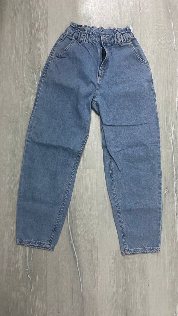 Kadın Mavi Loose Fit Midi Kot Pantolon - Görsel 2