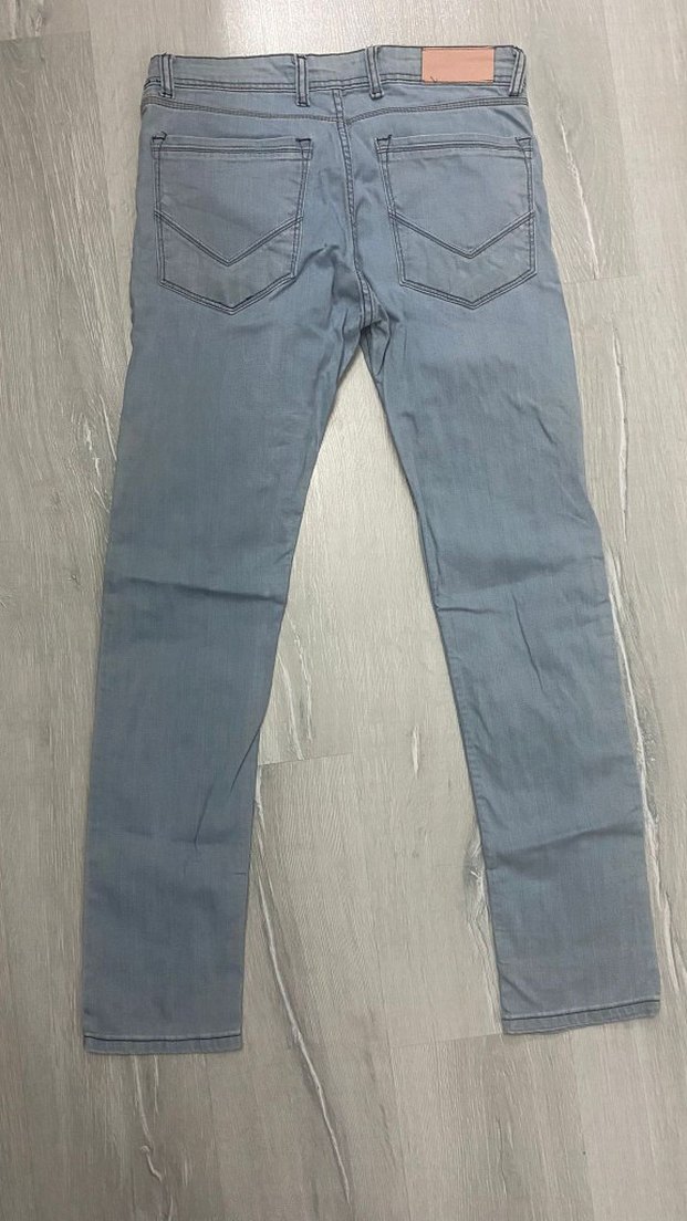 Erkek Gri Mavi Laced Denim Jean - Görsel 2