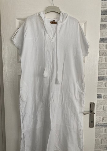 Bohem Beyaz Keten pareo - Görsel 3