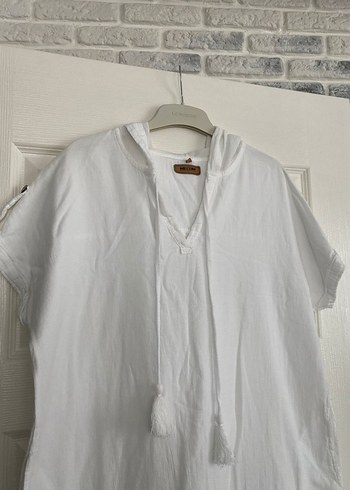 Bohem Beyaz Keten pareo - Görsel 5