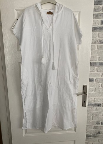 Bohem Beyaz Keten pareo - Görsel 2