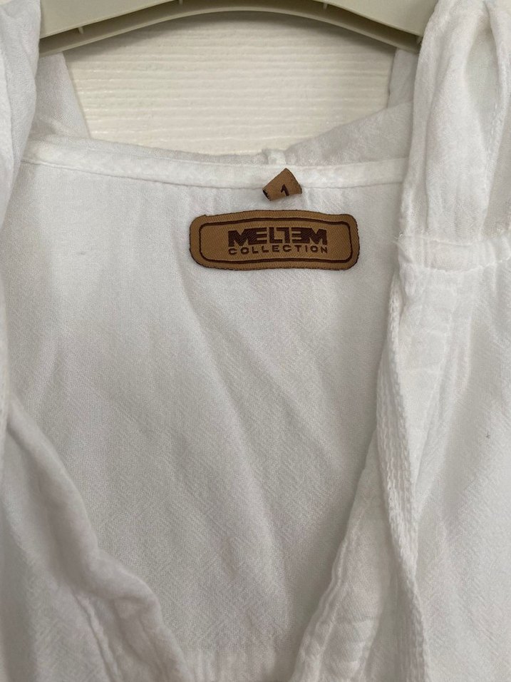 Bohem Beyaz Keten pareo - Görsel 4