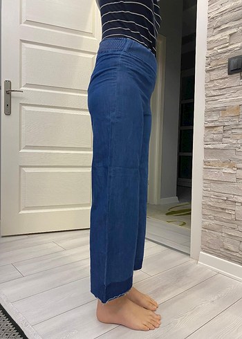 m Beden lacivert Renk Kadın Lacivert Midi Bol Kesim kot Denim Pantolon