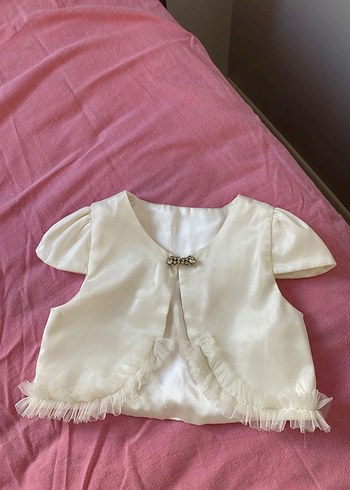 Kız Çocuk Beyaz Vintage Fırfırlı Bolero - Görsel 5