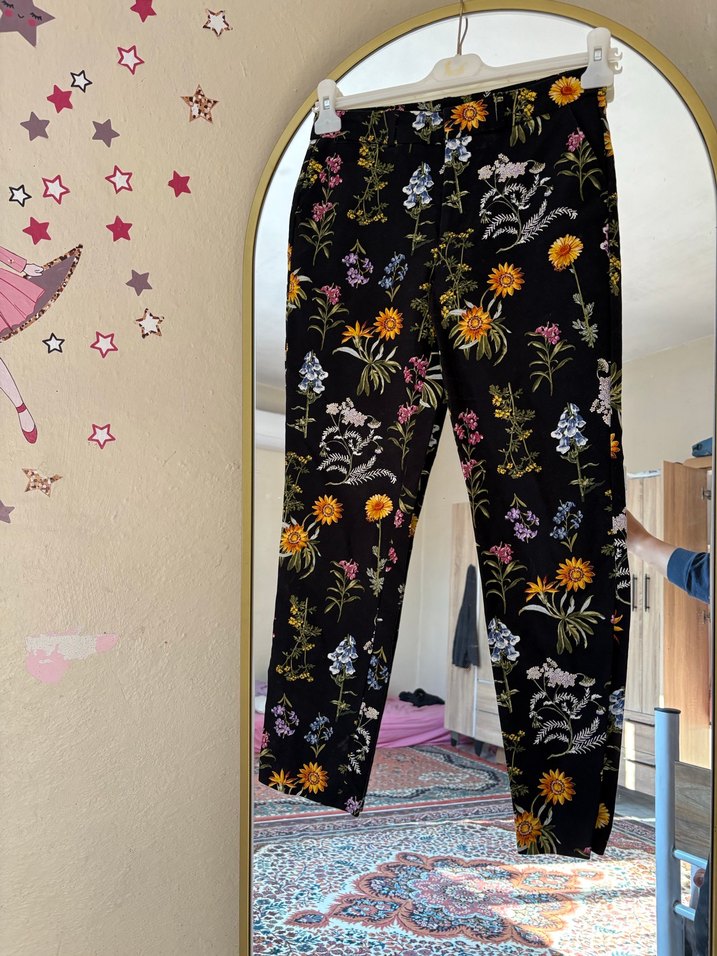 Çiçek Desenli Bohem Kadın Pantolon - Görsel 2