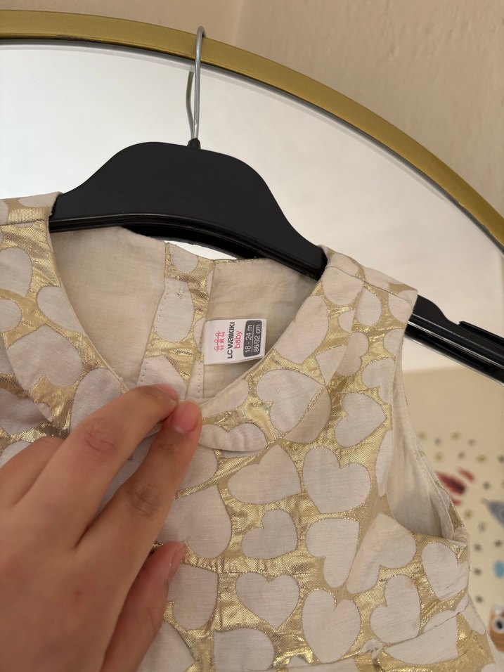 Kolsuz Altın Renkli Kız Çocuk Elbise - Görsel 5