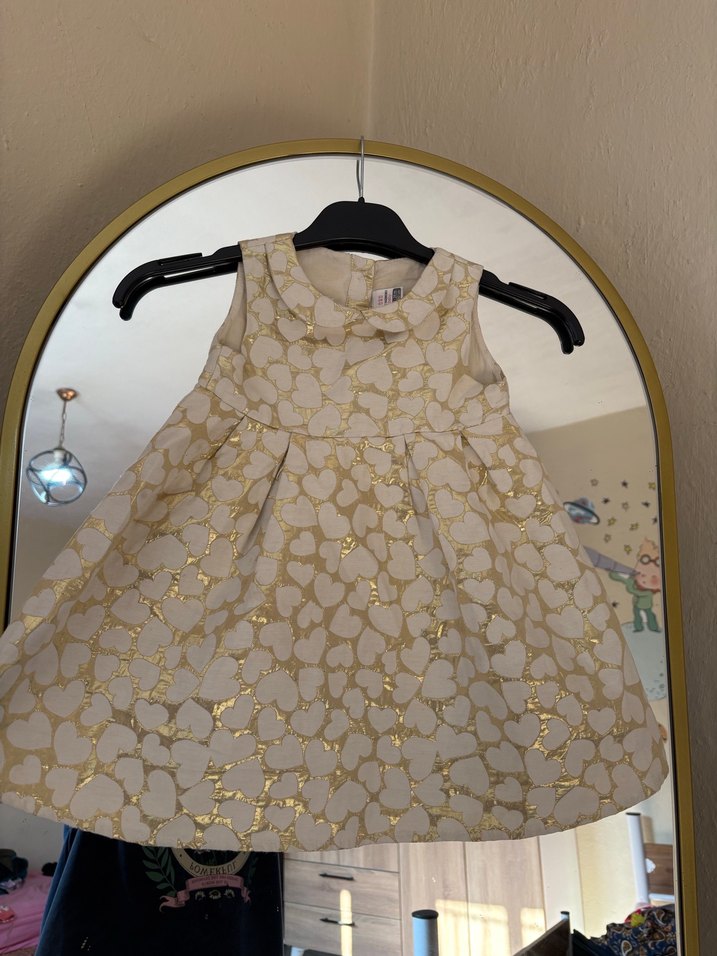 Kolsuz Altın Renkli Kız Çocuk Elbise - Görsel 2