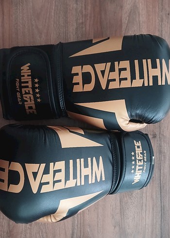 Siyah Deri Boks Eldiveni Velcro whiteface