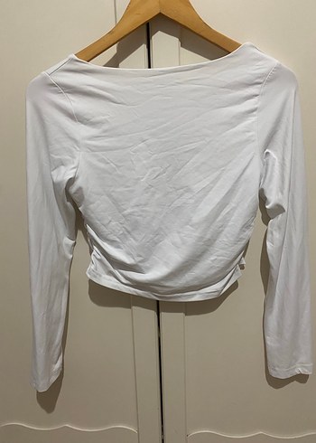 Beyaz Uzun Kollu Fitted Bluz - Görsel 4