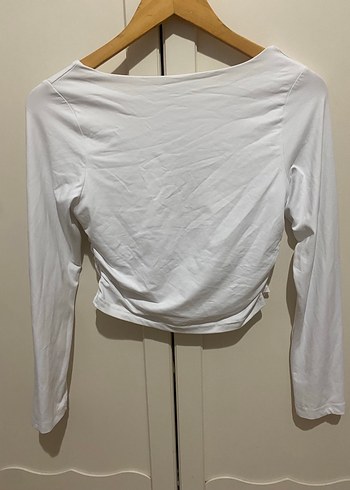 Beyaz Uzun Kollu Fitted Bluz - Görsel 3