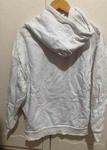 Kapüşonlu, Ayıcık Baskılı Beyaz Sweatshirt - Görsel 4