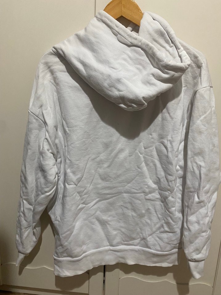 Kapüşonlu, Ayıcık Baskılı Beyaz Sweatshirt - Görsel 4