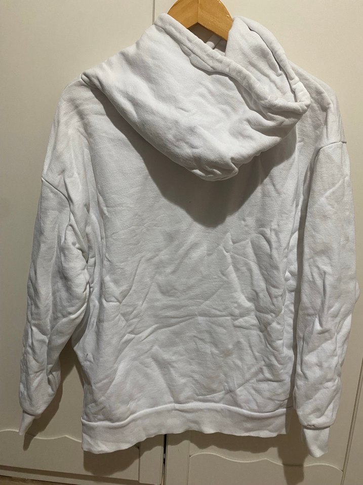 Kapüşonlu, Ayıcık Baskılı Beyaz Sweatshirt - Görsel 3