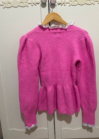 Pembe Triko Kadın Kazak, Bisiklet Yaka, Uzun Kollu - Görsel 4