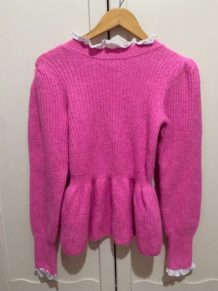 Pembe Triko Kadın Kazak, Bisiklet Yaka, Uzun Kollu - Görsel 3