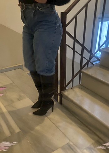 Parlak Siyah Deri Dizüstü Kadın Çizme - Görsel 5