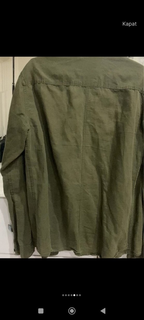 Erkek Haki Keten Uzun Kollu Gömlek - Görsel 5