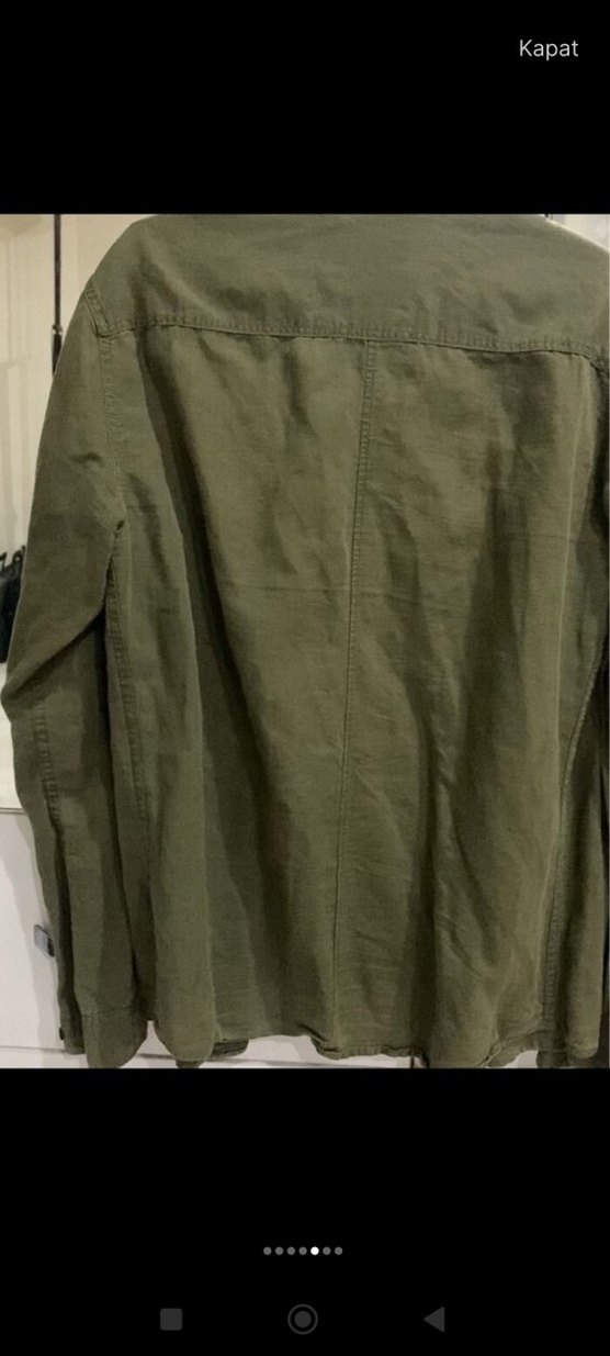 Uzun Kollu Haki Keten Erkek Gömlek - Görsel 5