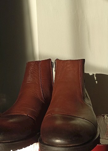 Fermuarlı Kahverengi Deri erkek Bot - Görsel 4