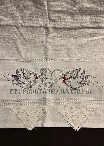 Nakışlı Beyaz Havlu - Eyüpsultan Hatırası - Görsel 2
