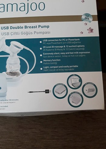 Elektronik USB Çiftli Göğüs Pompası Beyaz - Görsel 2