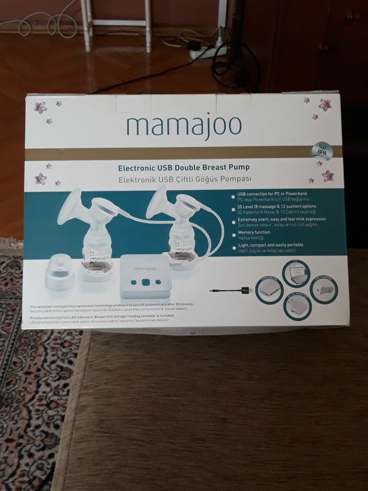 Elektronik USB Çiftli Göğüs Pompası Beyaz - Görsel 4