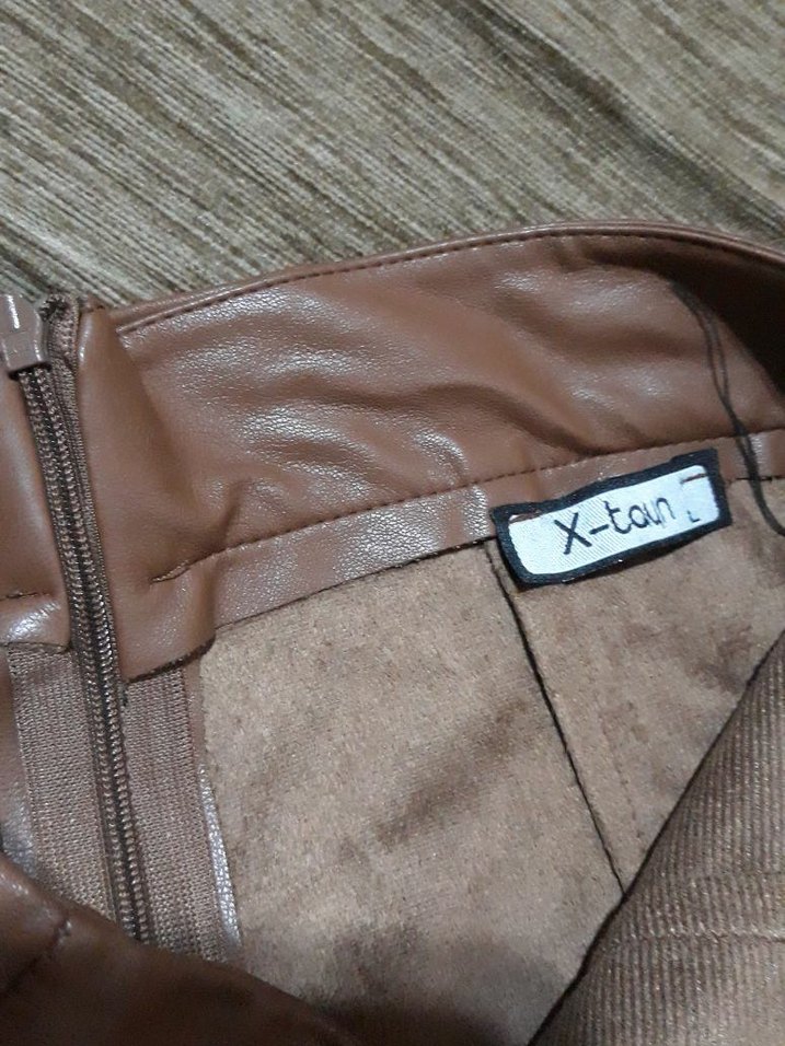 Kahverengi Deri Kemerli Mini Etek - Görsel 4