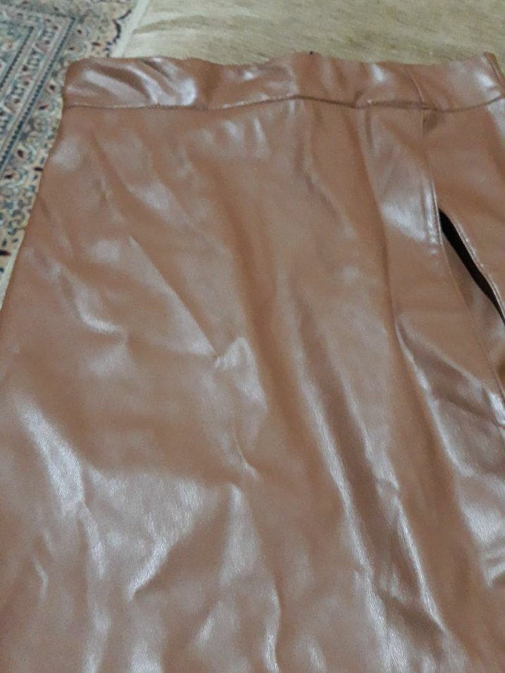 Kahverengi Deri Kemerli Mini Etek - Görsel 3