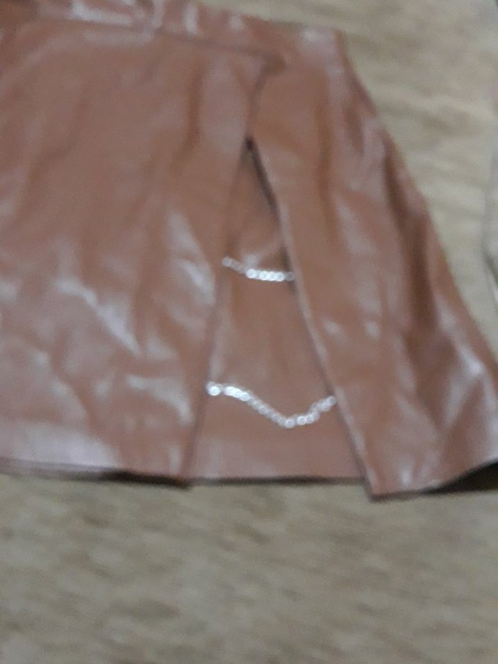 Kahverengi Deri Kemerli Mini Etek - Görsel 2