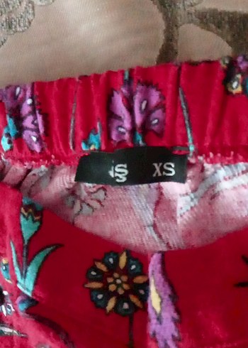 Renkli Baskılı Kırmızı Mini Etek - Görsel 5