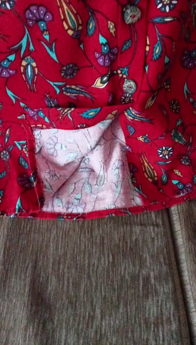 Renkli Baskılı Kırmızı Mini Etek - Görsel 3