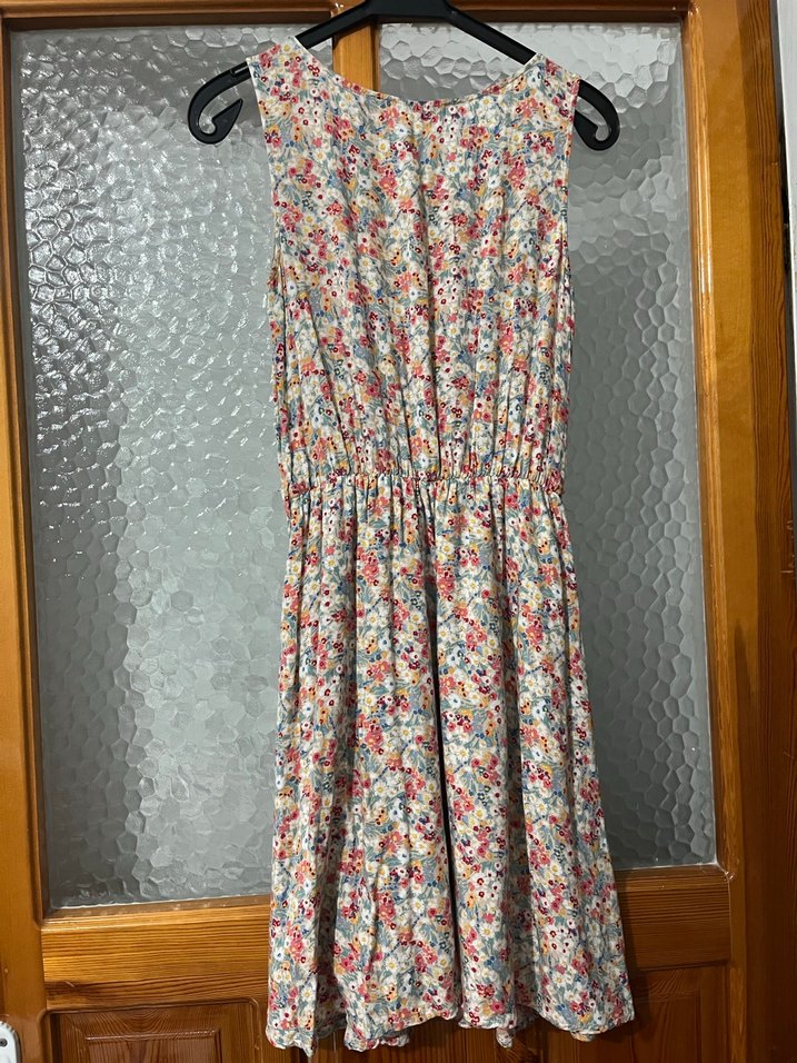 Dantel Detaylı Bohem Çiçekli Midi Elbise - Görsel 2