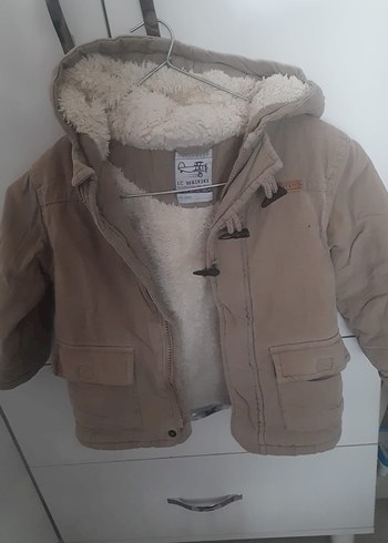 Bej Erkek Çocuk Peluş Kapüşonlu Mont - Görsel 3