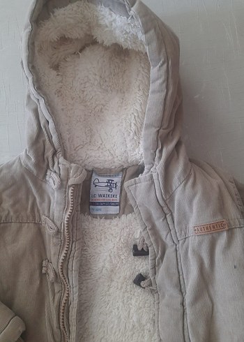 Bej Erkek Çocuk Peluş Kapüşonlu Mont - Görsel 5