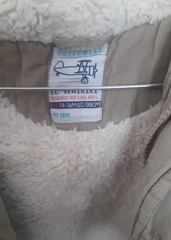 Bej Erkek Çocuk Peluş Kapüşonlu Mont - Görsel 6