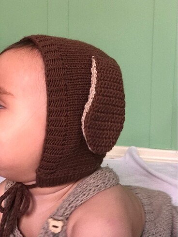 Kulaklı bağlamalı örgü bebek şapkası - Görsel 3